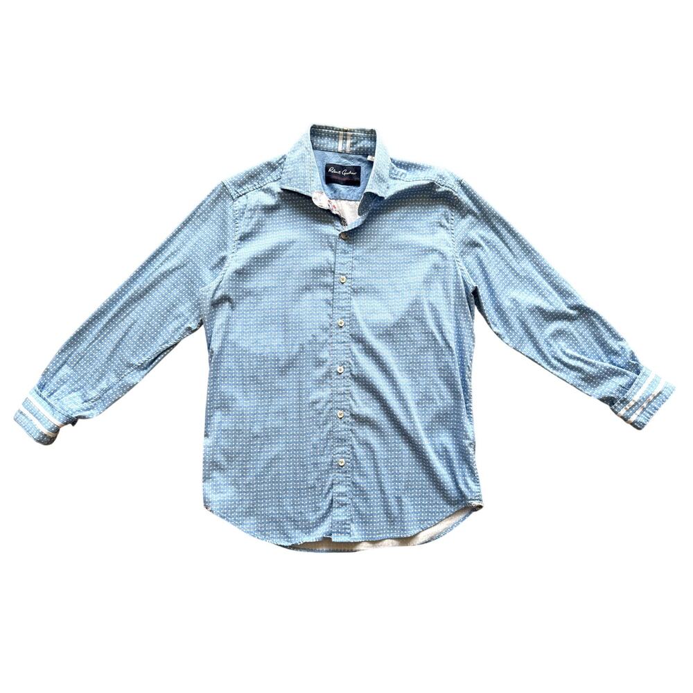 Robert Graham Modern Americana Men's Shirt Long Sleeve L Flip Cuff Tailored Cut